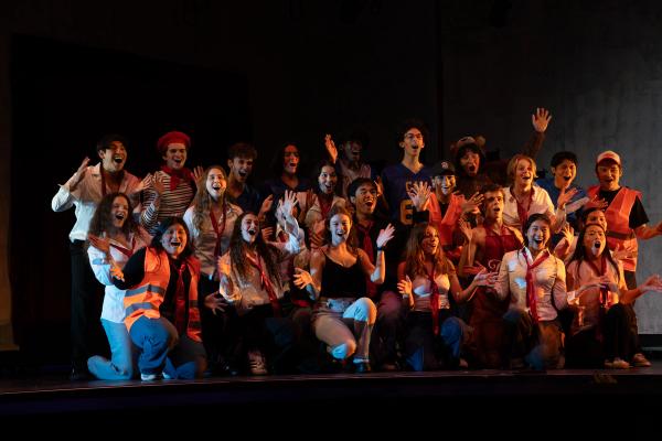 Gaieties cast performing on stage at Memorial Auditorium