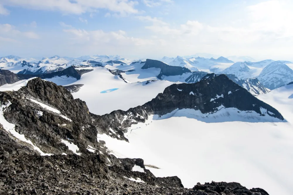 Winter view from Galdhopiggen mountain in Jotunheimen (Home of the Giants)