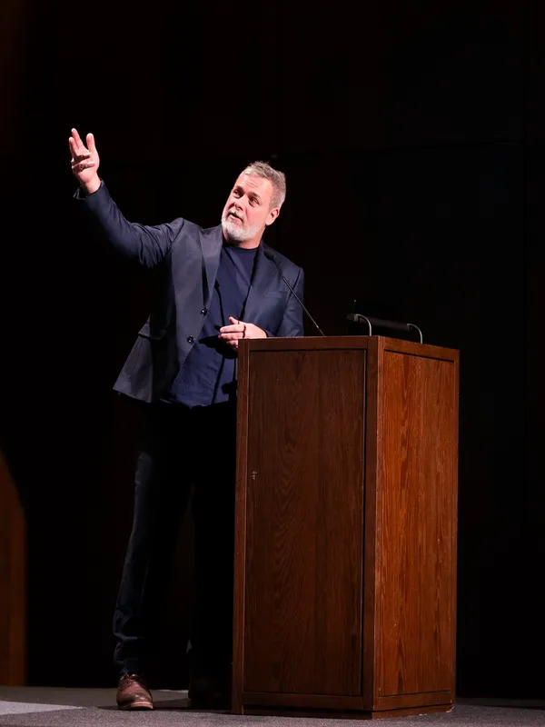 Mads Astrup Rønning at the launch of the Green Producers Club Exhibitions and Artworks, February 2025. Photo by Anna Penkova, OCA.