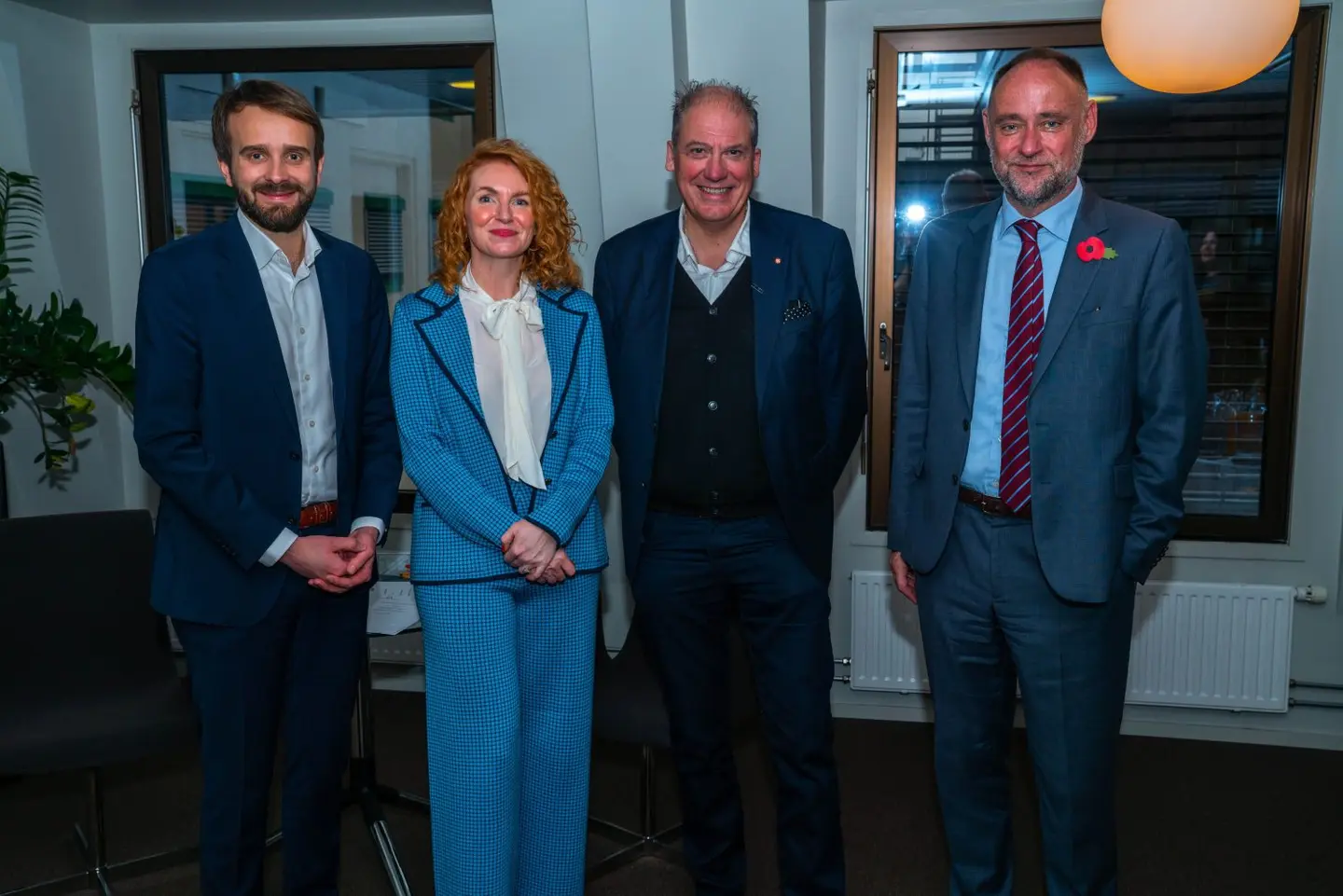 Norwegian Minister of Trade and Industry Jan Christian Vestre, Meghan Beaton from the Norwegian Film Commission, Adrian Wootton from the British Film Commission, and His Majesty's Ambassador to the Kingdom of Norway Richard Wood