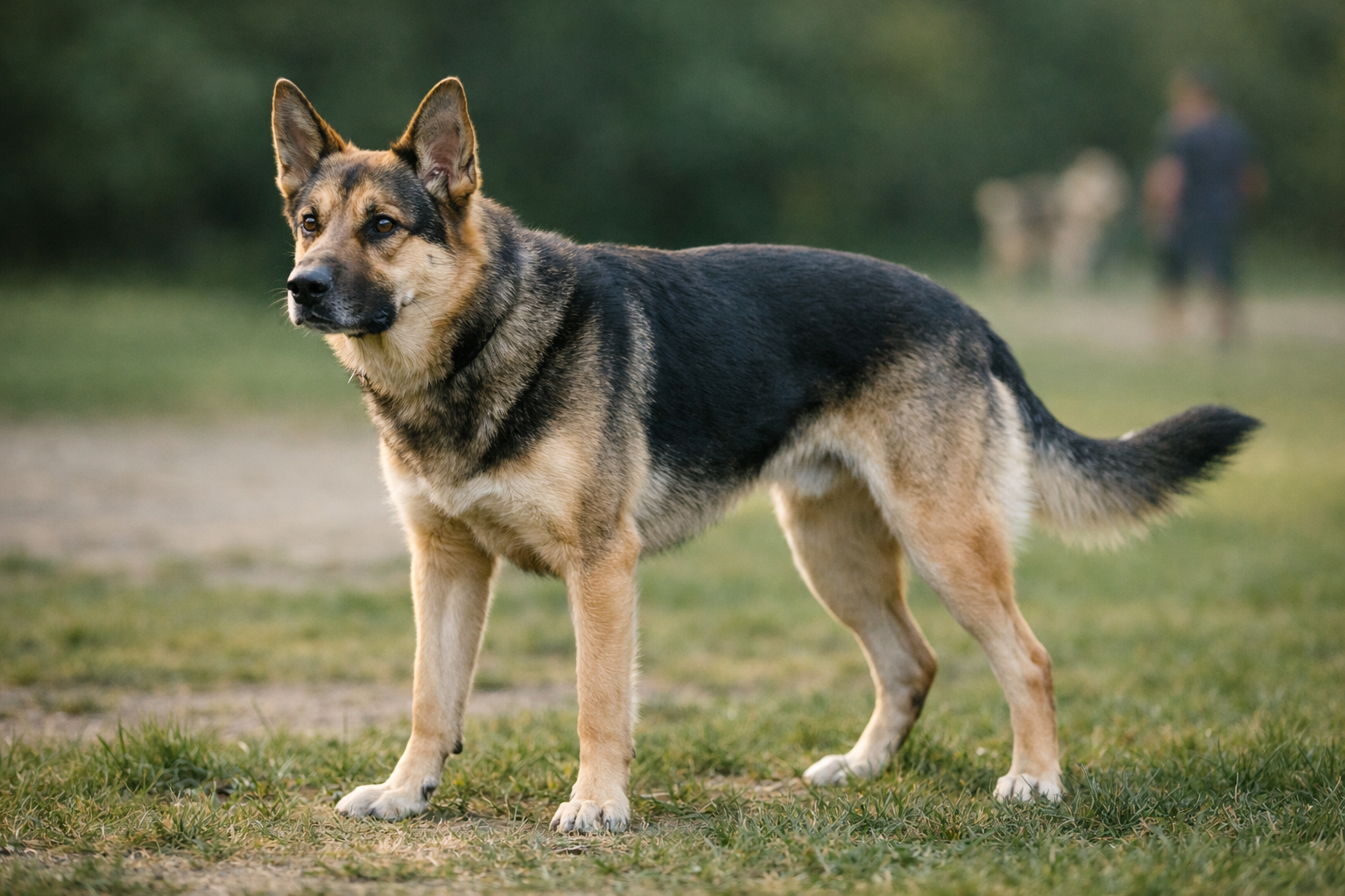 Dog with stiff body language