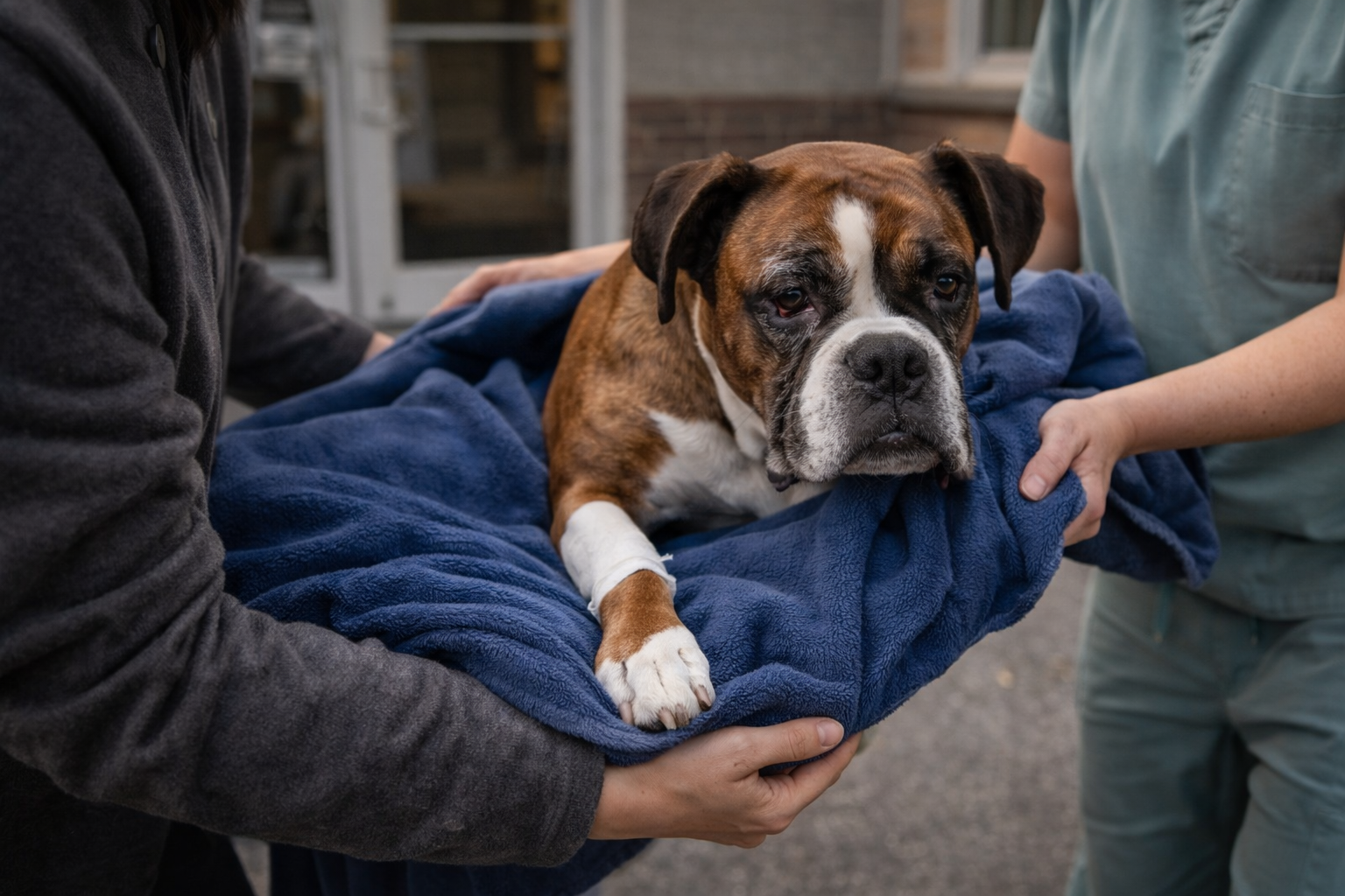 Moving injured dog