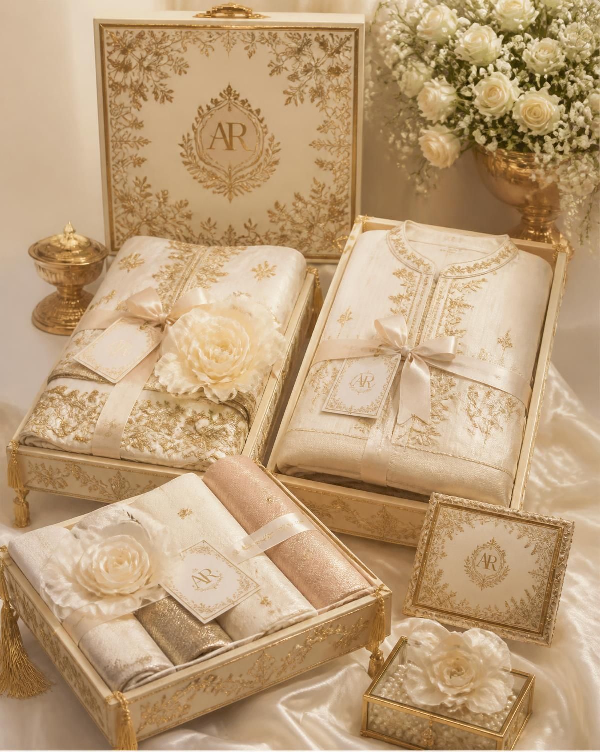 Ivory and gold ceremony trays