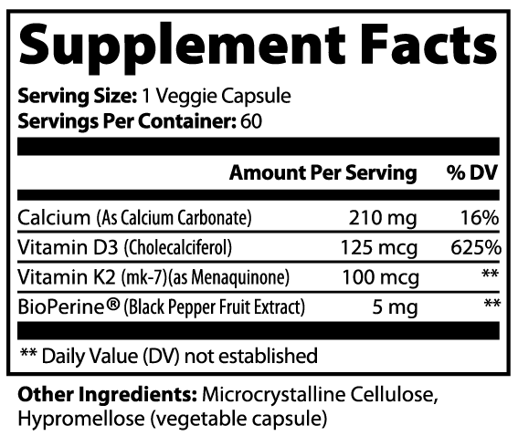 Supplement Facts - Bone & Heart Support