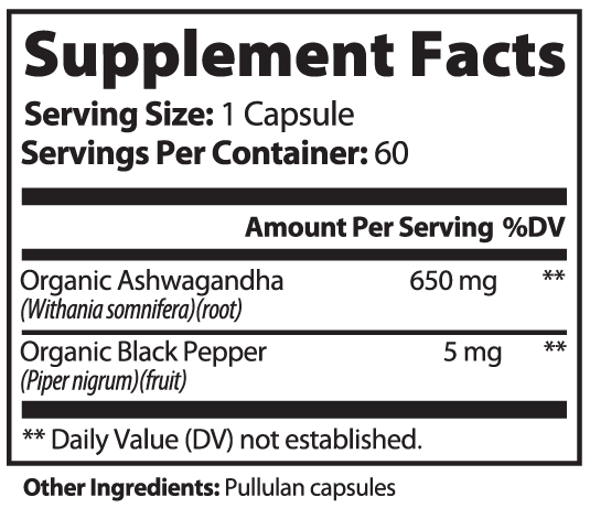 Supplement Facts - ORIM #03 - Ashwagandha KSM-66 + Rhodiola