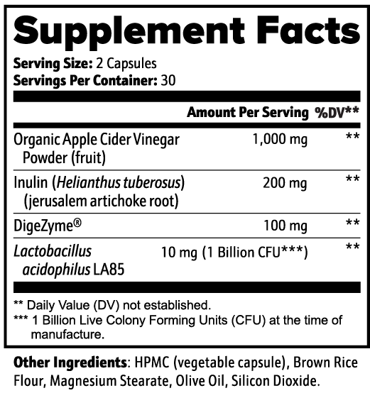 Supplement Facts - Apple Cider Vinegar Capsules