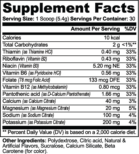 Ionaceryn — Hydration (Peach Mango) — original facts and ingredients label