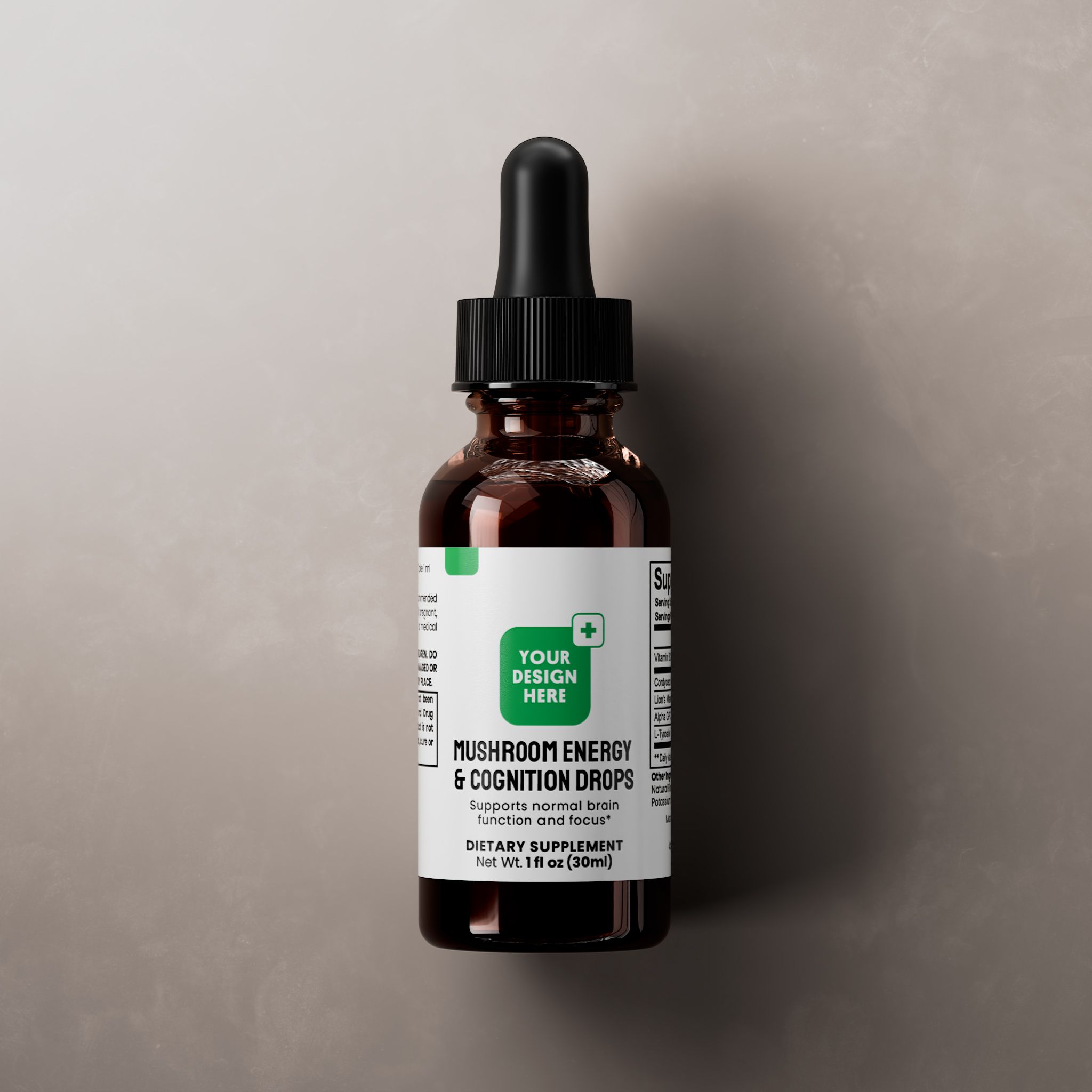 Mushroom Energy & Cognition Drops, liquid format