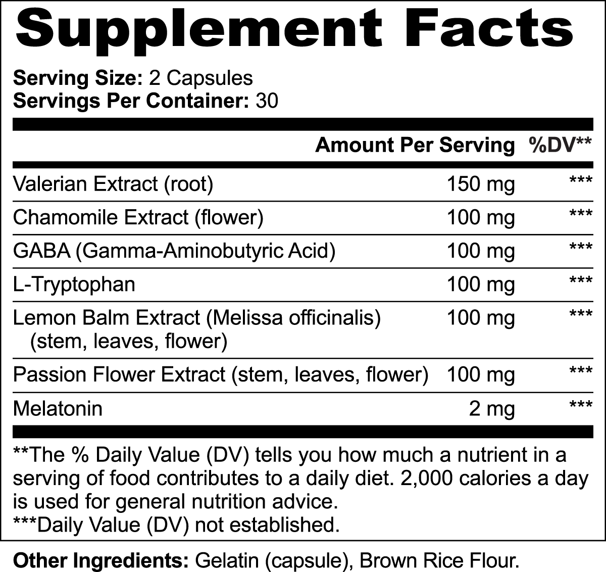 Supplement Facts - Sleep Formula