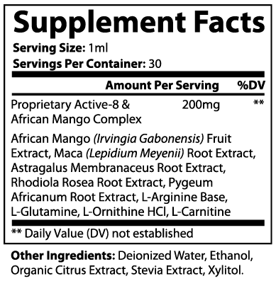 Supplement Facts - Diet Drops Ultra 1 oz