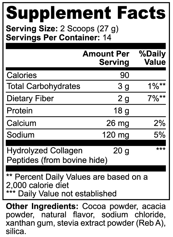Supplement Facts - Grass-Fed Collagen Peptides Powder (Chocolate)