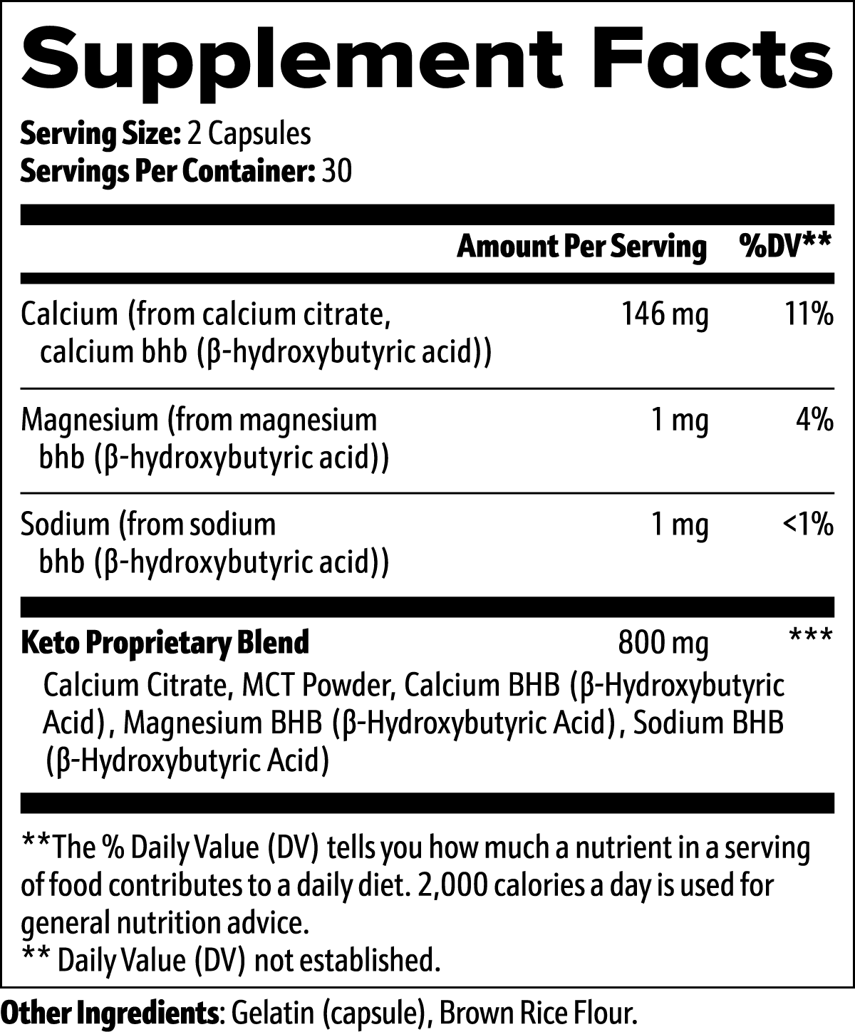 Supplement Facts - Keto BHB