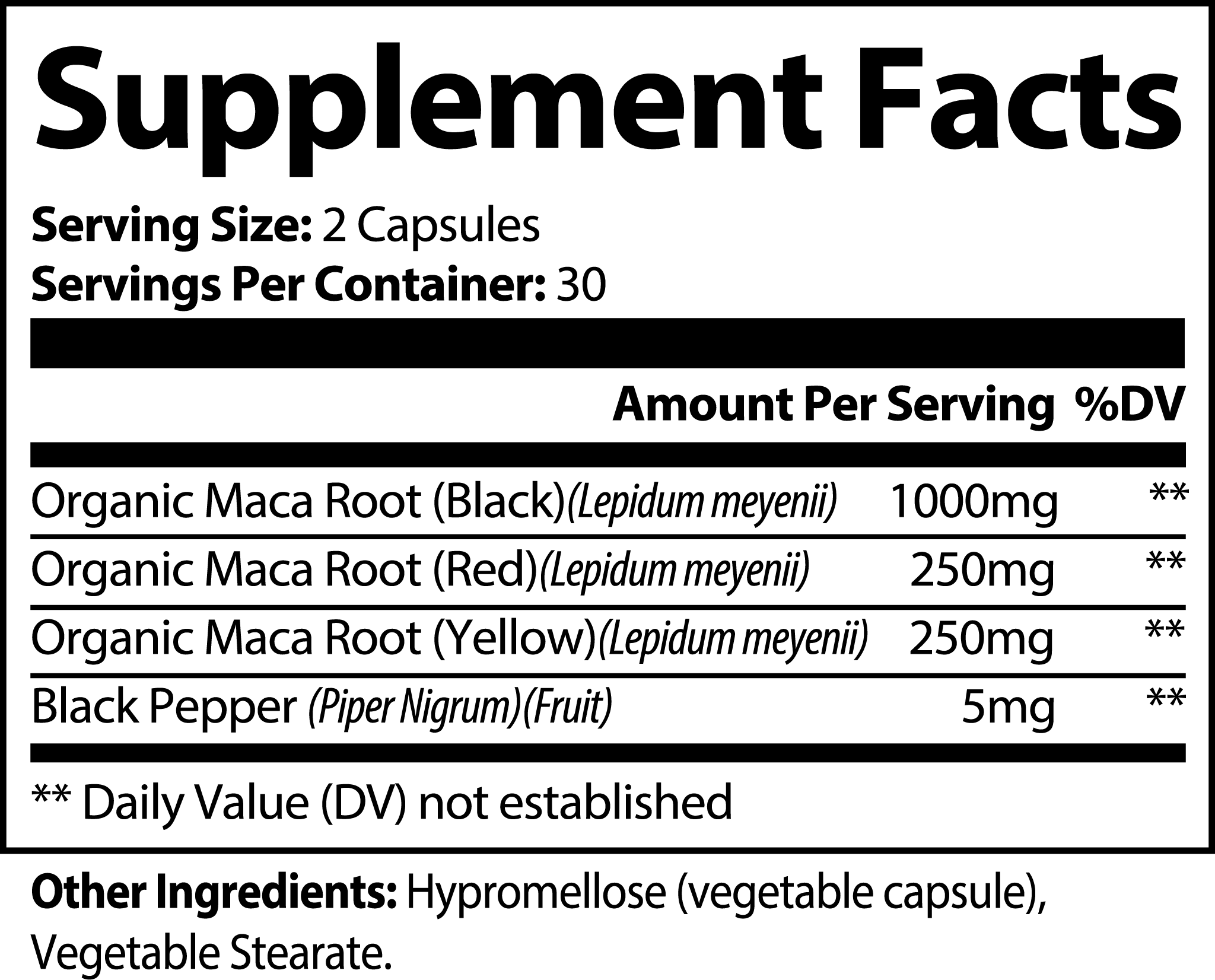 Supplement Facts - Maca Plus
