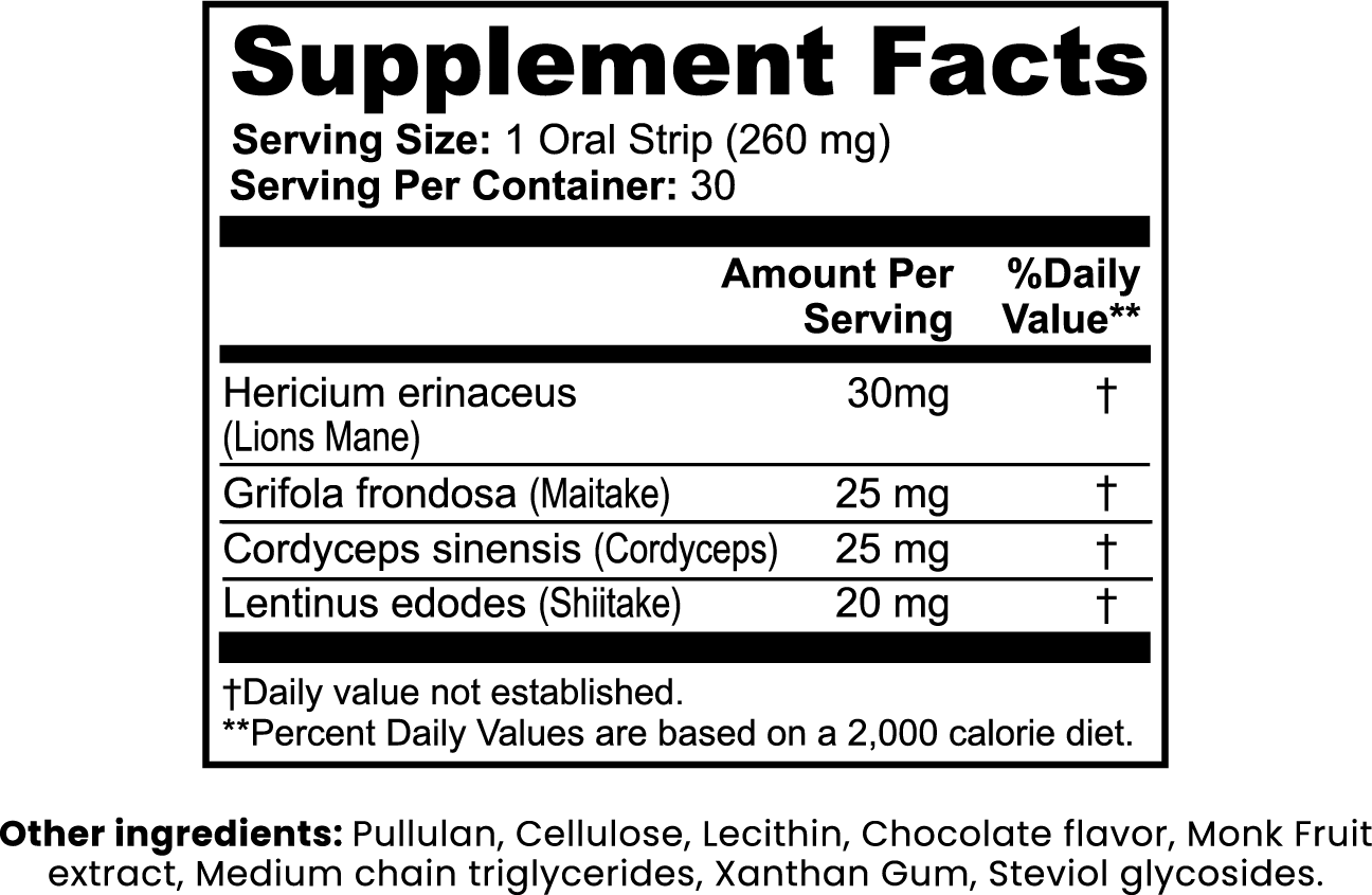 Supplement Facts - Mushroom Focus Strips