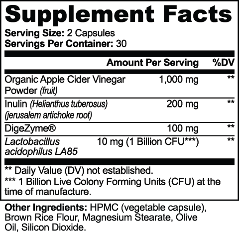 Inulisse — Inulin + Enzyme Complex — original facts and ingredients label