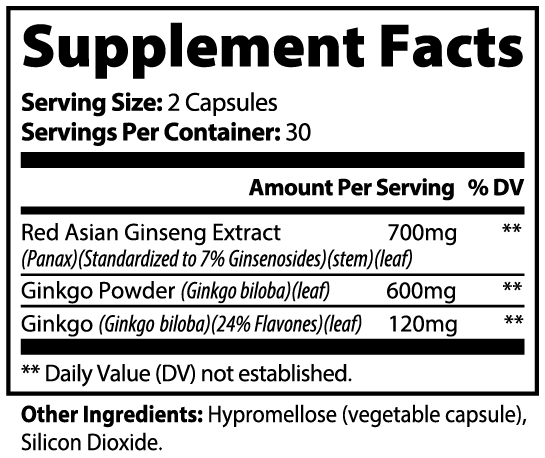 Supplement Facts - Ginkgo Biloba + Ginseng