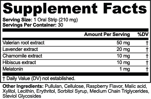 Valerivyn — Melatonin + Botanical Strips — original facts and ingredients label