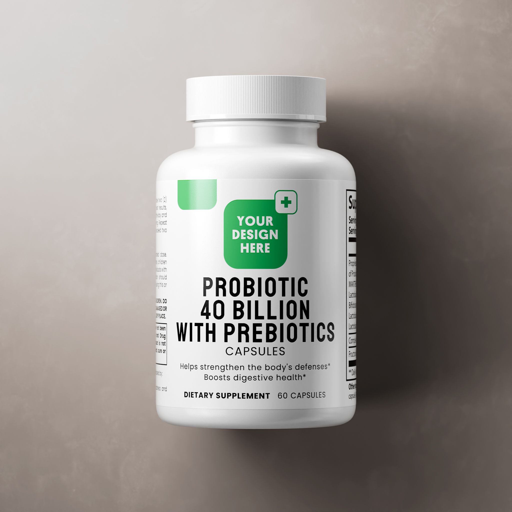 Probiotic 40 Billion + Prebiotics, capsule format