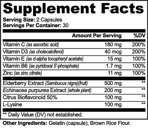 Sambunelle — Immune Support Complex — original facts and ingredients label