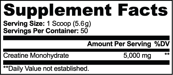 Creadovyn — Creatine Monohydrate — original facts and ingredients label