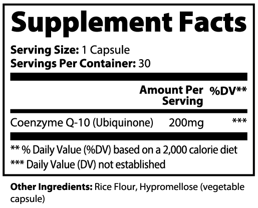 Supplement Facts - CoQ10 Ubiquinone