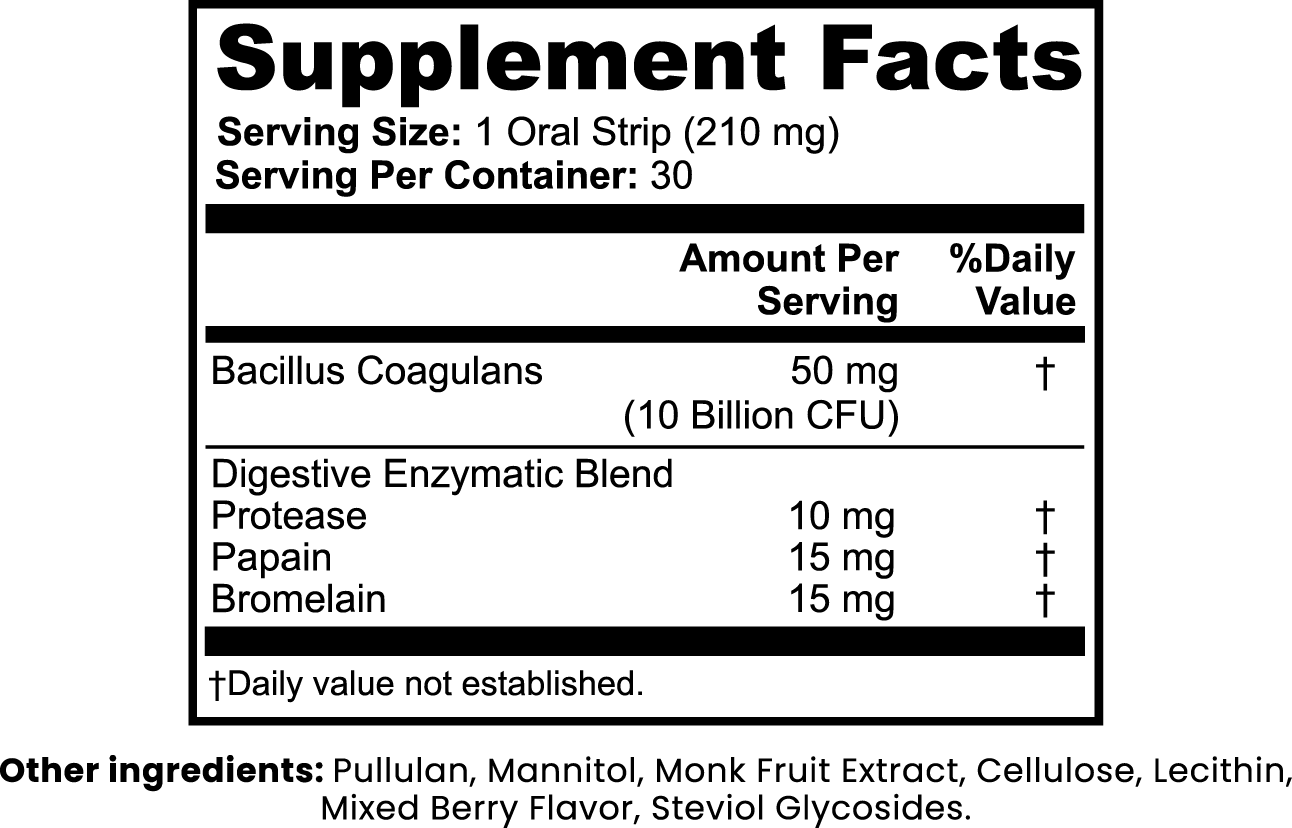 Supplement Facts - Digestive + Gut Health Strips