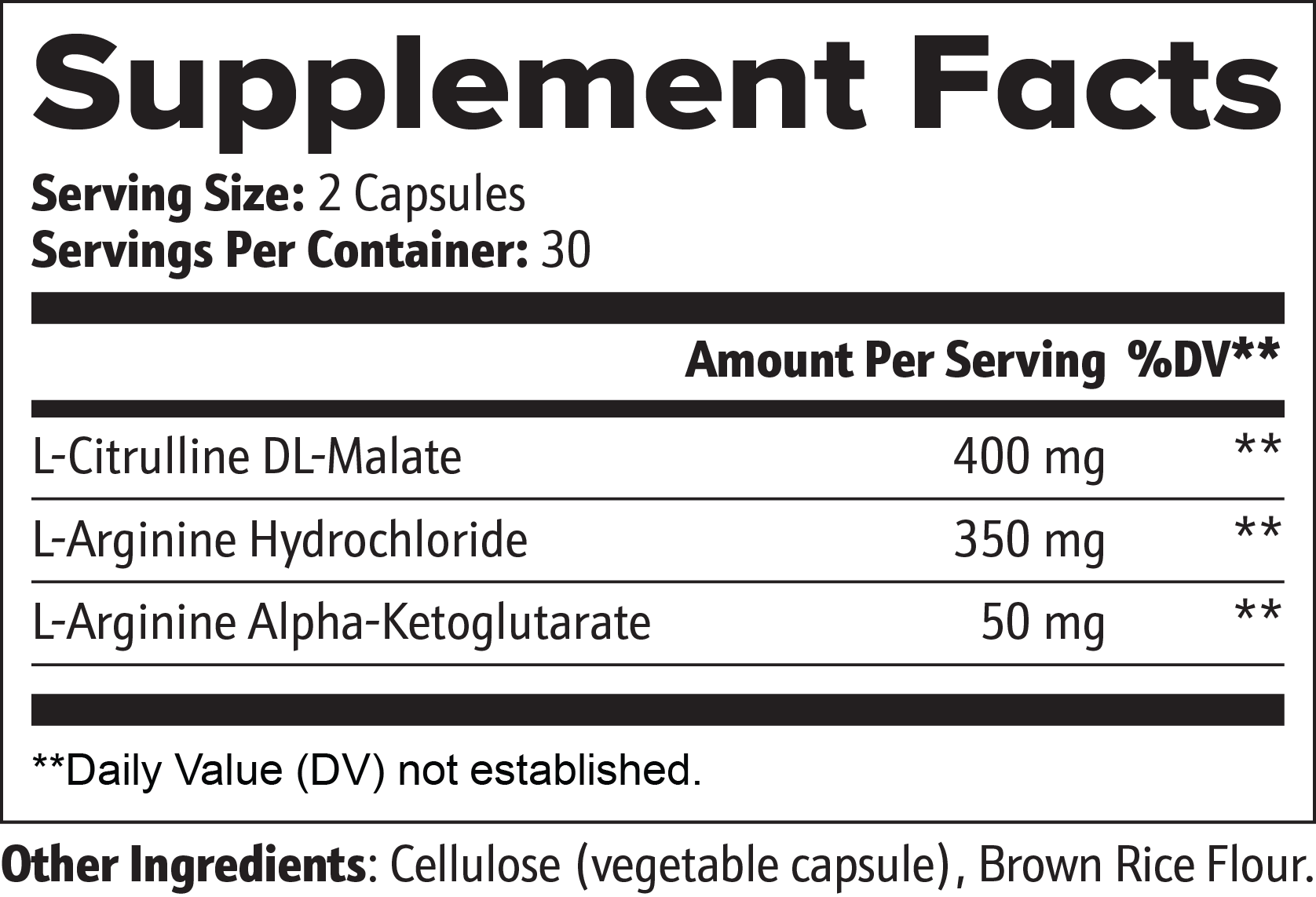 Supplement Facts - L-Citrulline & L-Arginine Stack