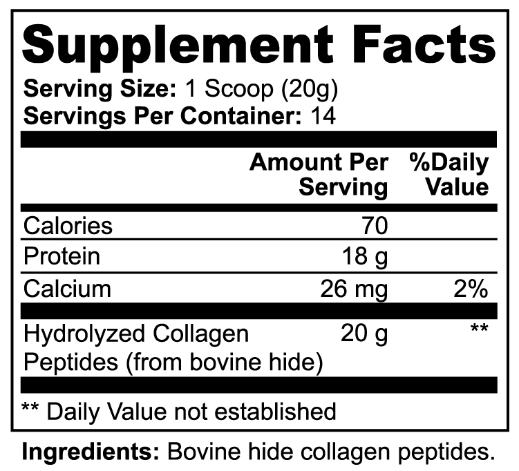 Supplement Facts - ORIM #19 - Collagène Hydrolysé Plus
