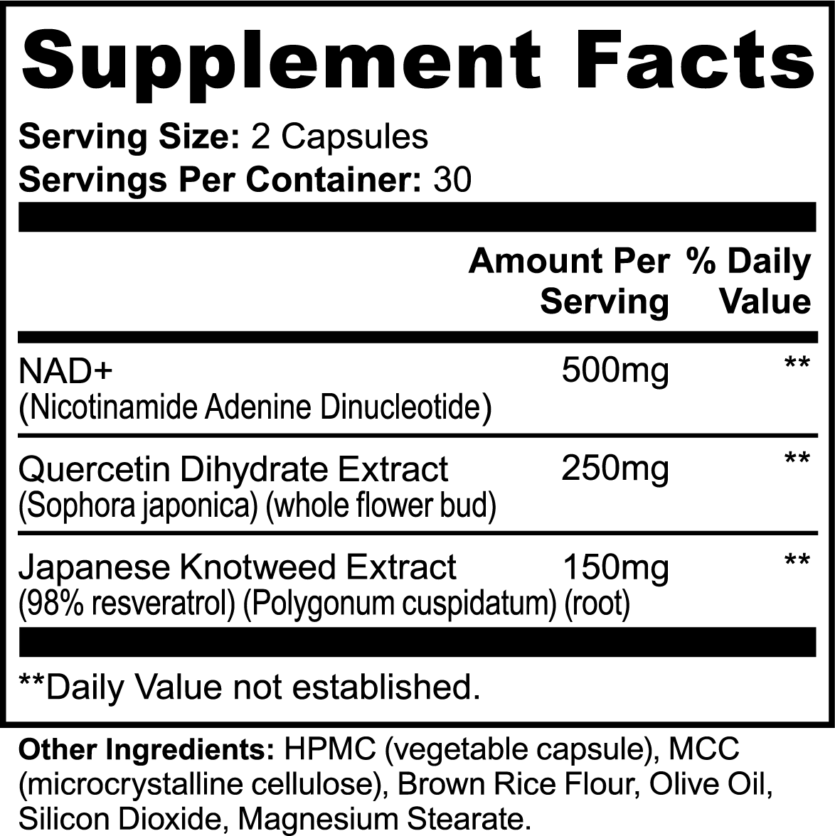 Supplement Facts - NAD+