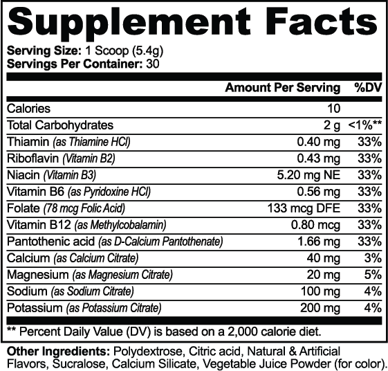Ionaceryn — Hydration (Matcha Green Tea) — original facts and ingredients label