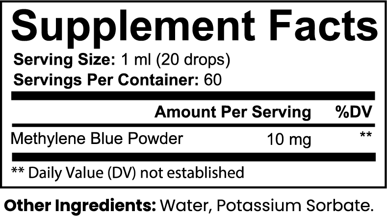 Supplement Facts - Methylene Blue Drops