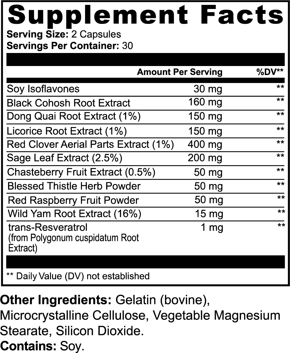 Supplement Facts - Women's Vitality Formula