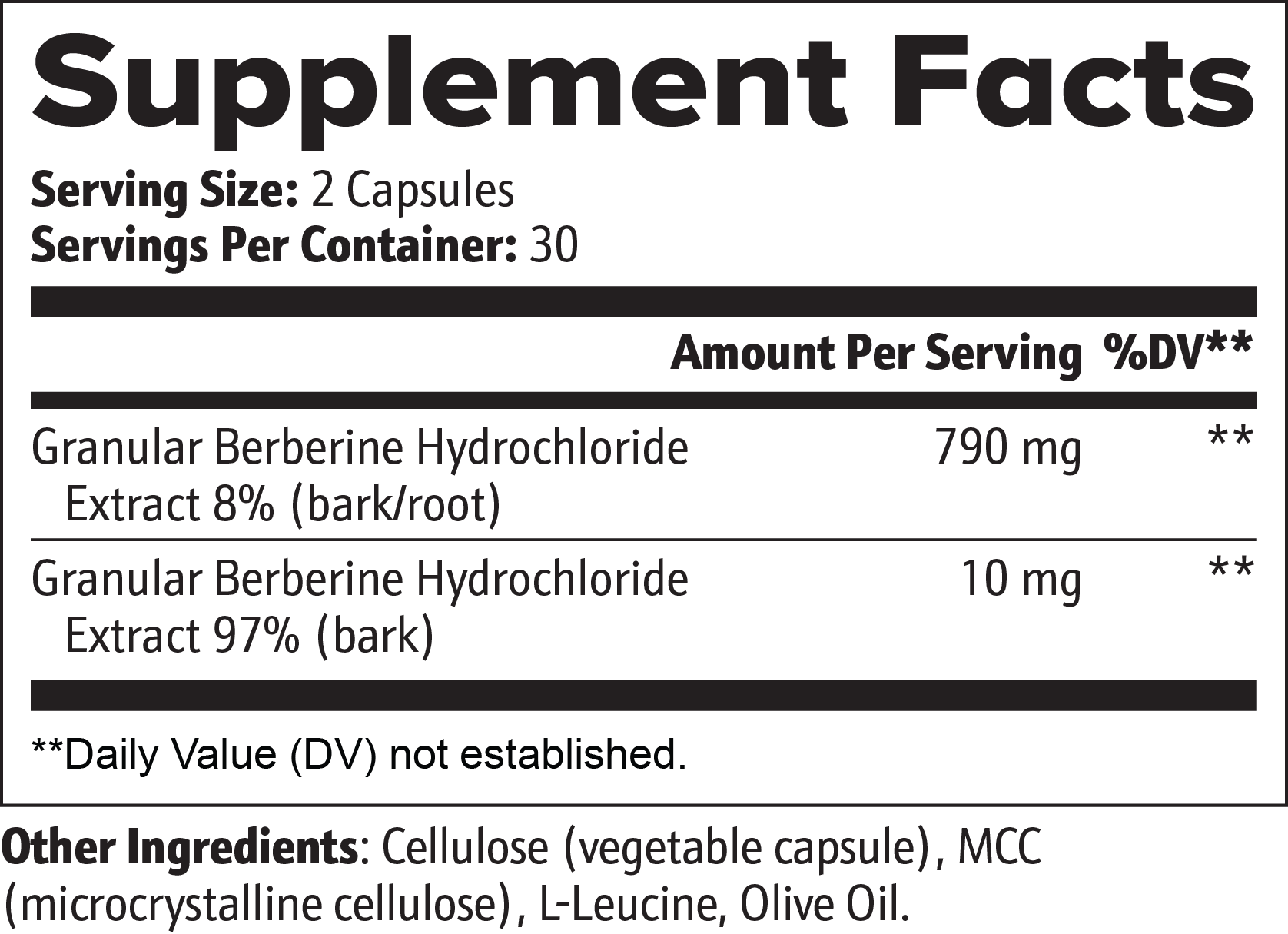 Supplement Facts - Berberine