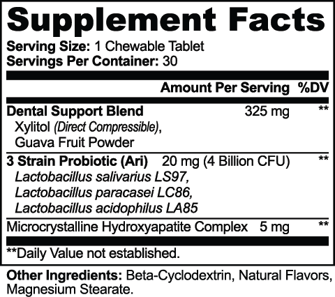 Apativryn — Oral Care Chewables — original facts and ingredients label