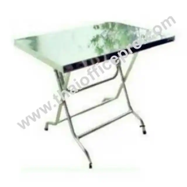 โต๊ะพับสแตนเลสหน้าเงา