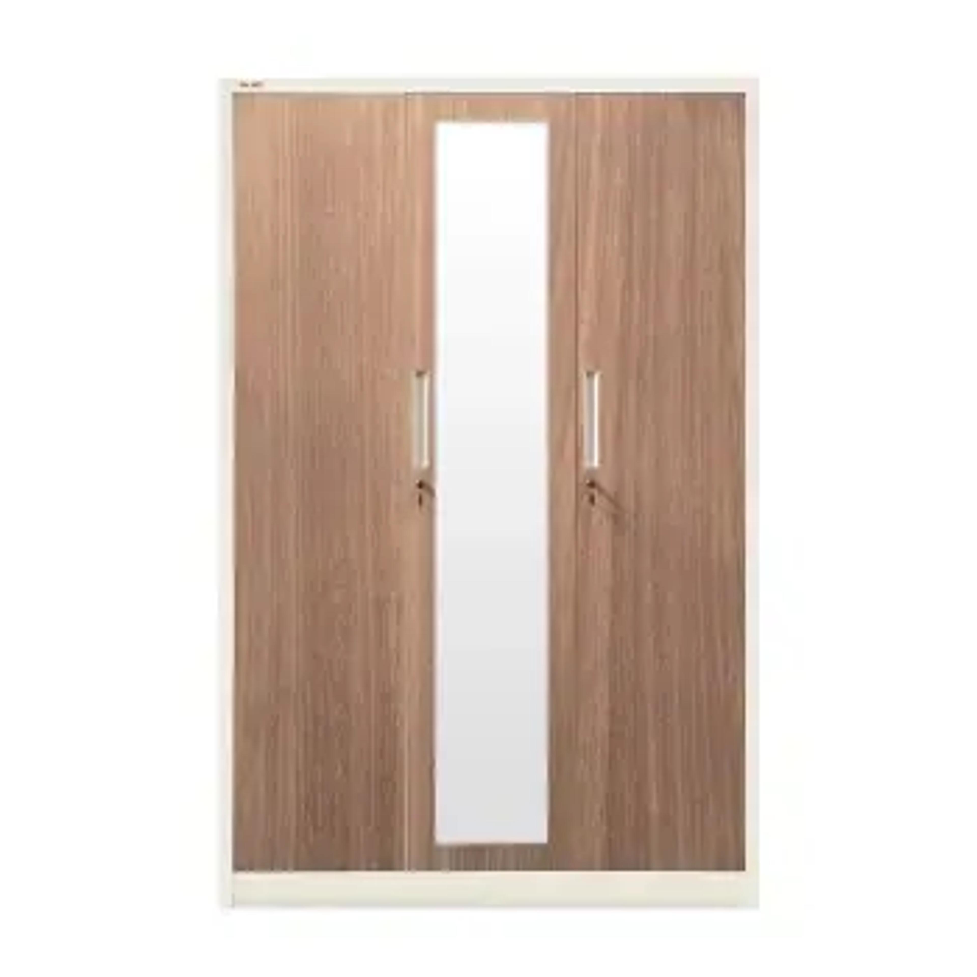 ตู้เสื้อผ้าเหล็ก 3 บานเปิด ลาย WOODY