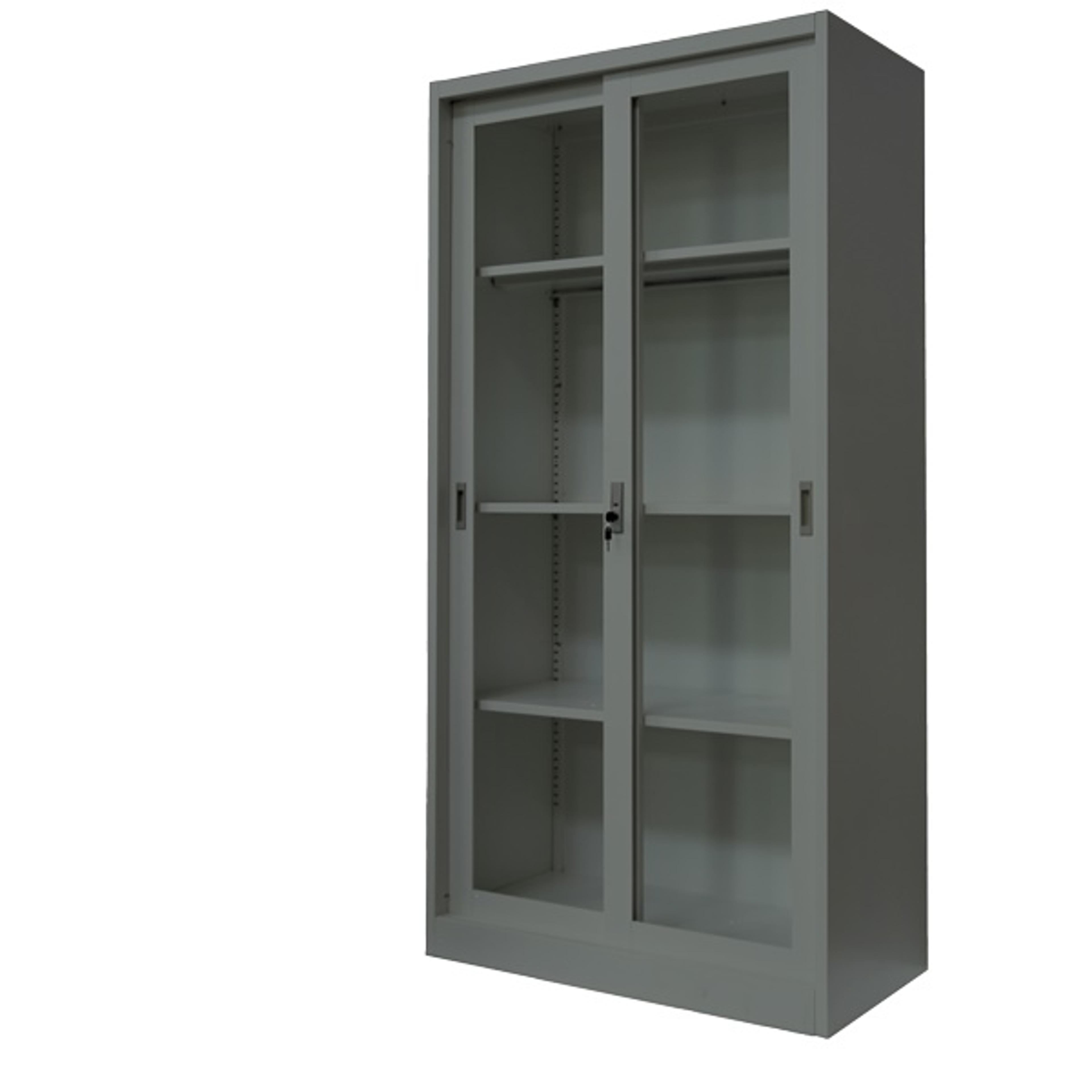 ตู้เก็บเอกสารเหล็กบานเลื่อน กระจก 3ฟุต / 85ซม (รุ่น FC-G6) 