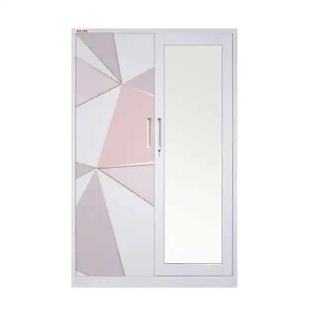 ตู้เสื้อผ้าเหล็ก 2 บานเปิด ลาย PINKY