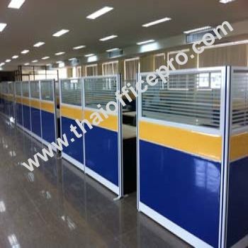 พาร์ทิชั่น ครึ่งกระจกขัดลาย แบบมีกรอบ 2โทน