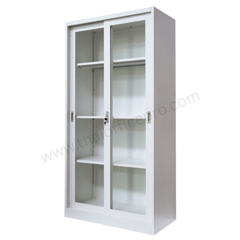 ตู้เอกสารเหล็กบานเลื่อน กระจก 3ฟุต / 85ซม