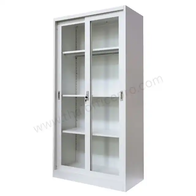 ตู้เอกสารเหล็กบานเลื่อน กระจก 3ฟุต / 85ซม