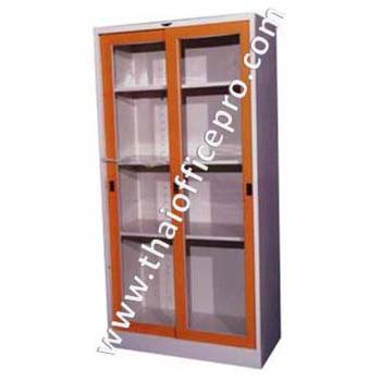 ตู้เอกสารบานเลื่อนกระจกสูง