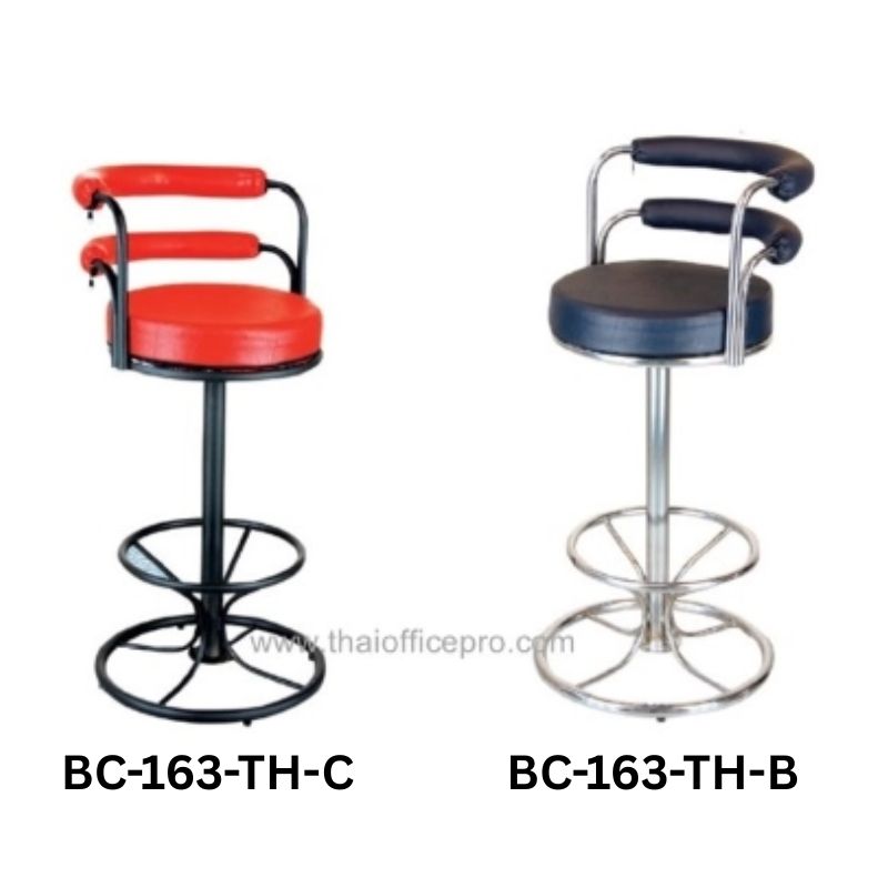 เก้าอี้บาร์กลม ทรงสูง มีพนักพิง