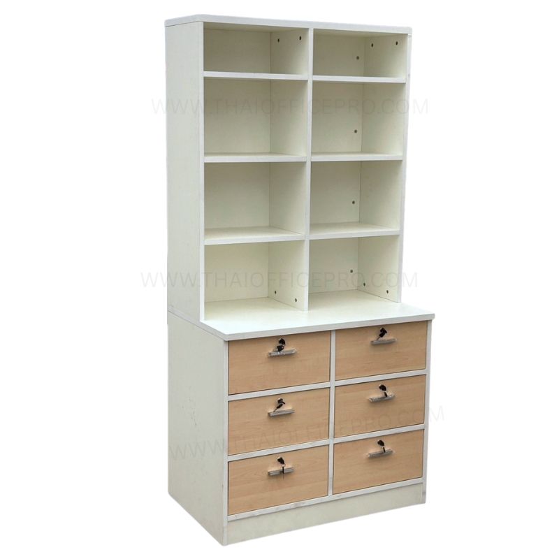 ตู้เก็บยาไม้ลามิเนต 6 ลิ้นชัก พร้อมชั้นอเนกประสงค์