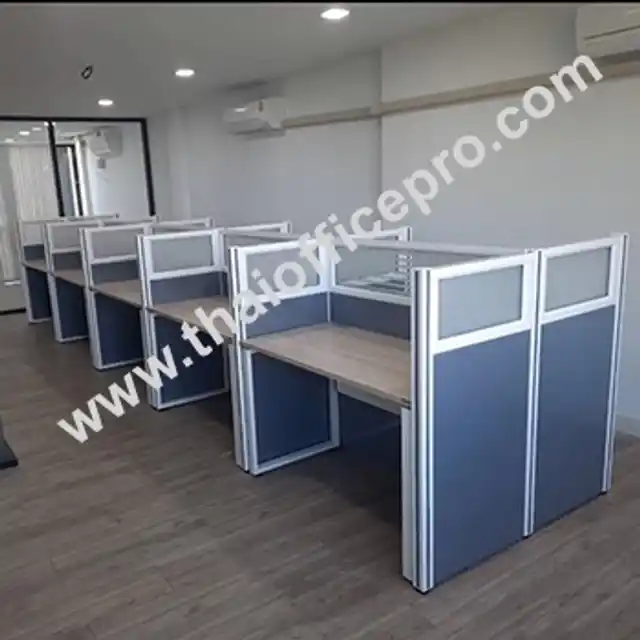 โต๊ะ Call Center พาร์ติชั่น กระจกขัดลายสูง1.2ม เรียงเดี่ยว