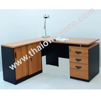 ชุดโต๊ะทำงานเข้ามุม พร้อมตู้เอกสารบานเลื่อน