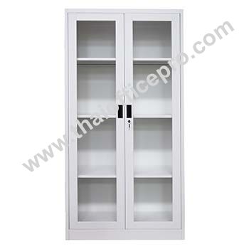 ตู้เอกสารเหล็กบานเปิด กระจก 3ฟุต / 85ซม