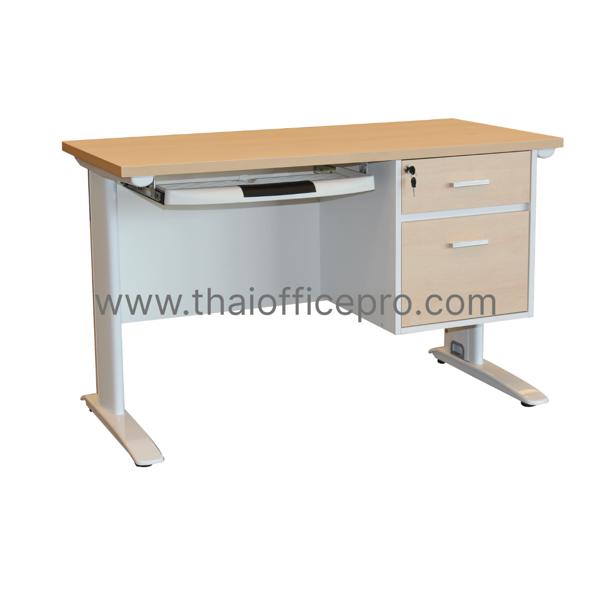โต๊ะคอมพิวเตอร์ขาเหล็ก 2 ลิ้นชัก