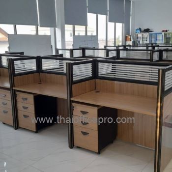 โต๊ะ Call Center พาร์ติชั่น กระจกขัดลายสูง1.2ม หันหน้าชนกัน