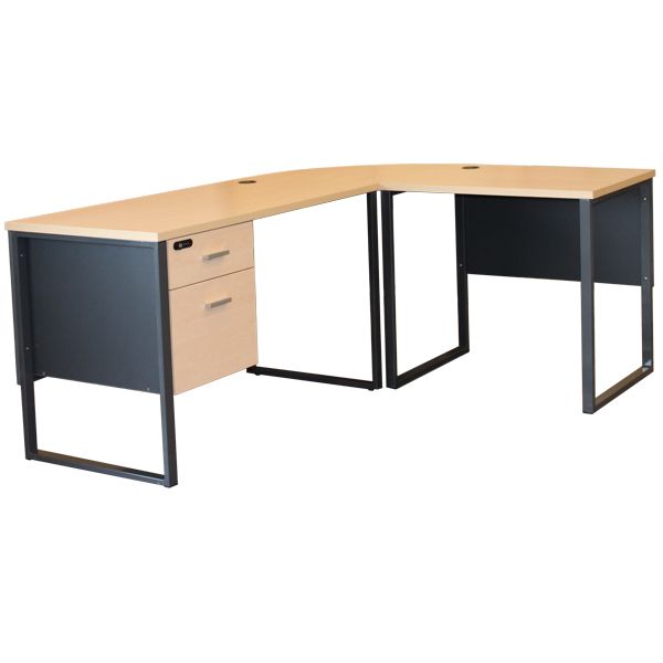 โต๊ะทำงานขาเหล็ก เข้ามุม รูปตัว L